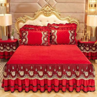 Set de roupa de cama de casamento em quatro peças com cuidado fácil