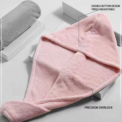 Design personalizado de cor pura de microfibra de coral fleece chapéu de cabelo seco para toalha de cabelo de secagem rápida