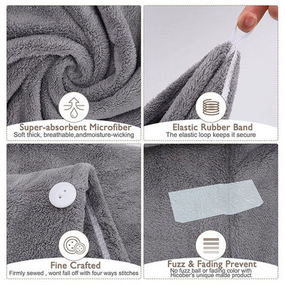 Design personalizado de cor pura de microfibra de coral fleece chapéu de cabelo seco para toalha de cabelo de secagem rápida