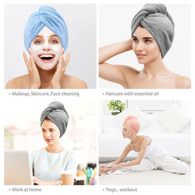 Design personalizado de cor pura de microfibra de coral fleece chapéu de cabelo seco para toalha de cabelo de secagem rápida