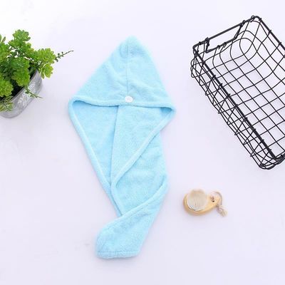 Toalha de cabelo de cor sólida personalizada em tecido absorvente macio para secagem rápida e espessamento