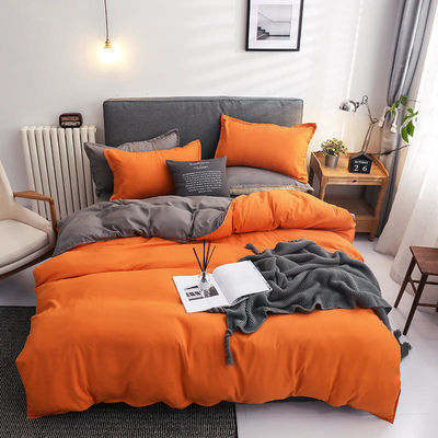 Contraste de cor 4 Pcs Microfibra Cama de cama Conjunto Verde Sólido Cobertura de Coberta para King Size cama