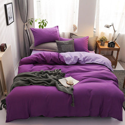 Contraste de cor 4 Pcs Microfibra Cama de cama Conjunto Verde Sólido Cobertura de Coberta para King Size cama