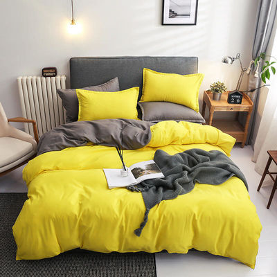 Contraste de cor 4 Pcs Microfibra Cama de cama Conjunto Verde Sólido Cobertura de Coberta para King Size cama