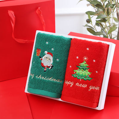 Toalhas de Natal para todas as idades Toalhas faciais de algodão puro em 2 caixas de presente para presentes e todas as idades