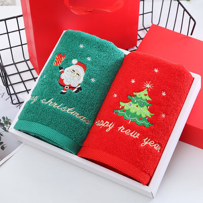 Toalhas de Natal para todas as idades Toalhas faciais de algodão puro em 2 caixas de presente para presentes e todas as idades