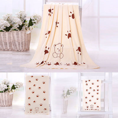Home/Hotel Coral Fleece Soft Towel Set Microfibra Urso Impressão Toalha de Banho 3 peças
