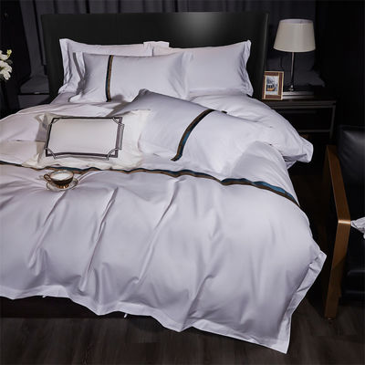 Casa Custom 100% algodão Satin Larga faixa 60s Jet Branco bordado Luxury Set de Cobertura de Cobertor