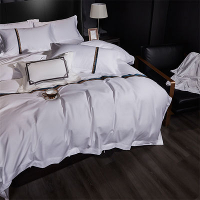 Casa Custom 100% algodão Satin Larga faixa 60s Jet Branco bordado Luxury Set de Cobertura de Cobertor