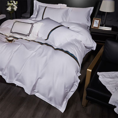Casa Custom 100% algodão Satin Larga faixa 60s Jet Branco bordado Luxury Set de Cobertura de Cobertor