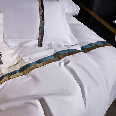 Casa Custom 100% algodão Satin Larga faixa 60s Jet Branco bordado Luxury Set de Cobertura de Cobertor