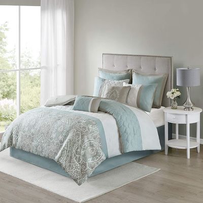 Set de roupa de cama de luxo com impressão de flores para cama Queen Size Set de cobertor de cobertor de 7 peças