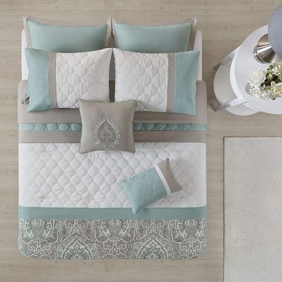 Set de roupa de cama de luxo com impressão de flores para cama Queen Size Set de cobertor de cobertor de 7 peças