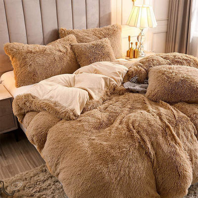 Cristal Velvet Plush Fluffy Lençóis de Quatro Peças Confort Set com 100% de fibra de poliéster