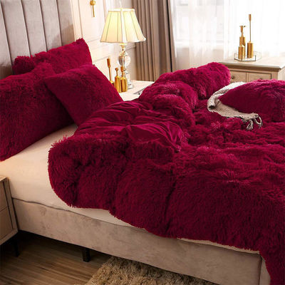 Cristal Velvet Plush Fluffy Lençóis de Quatro Peças Confort Set com 100% de fibra de poliéster