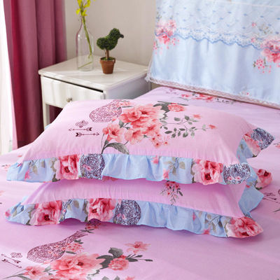 Hotel estilo lençóis de renda dupla com saia de cama coberta de edredom
