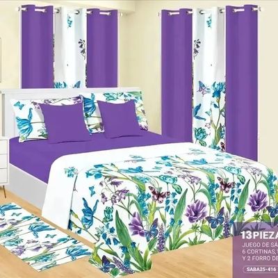 Moda Flor Vermelha de Casamento 13pcs Set de roupa de cama com tamanho personalizado e cortinas correspondentes