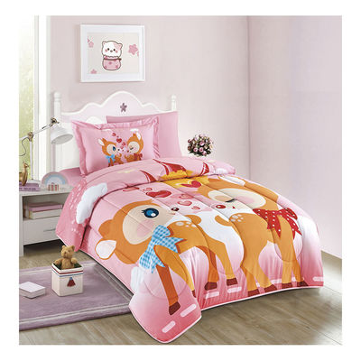Casa 4PCS Conjunto Cartoons Carinhosos Impressos Crianças Cobertura de Cobertura Conjunto 100% Algodão Confortador de Cama
