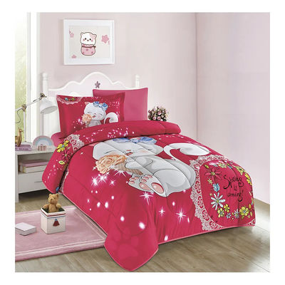 Casa 4PCS Conjunto Cartoons Carinhosos Impressos Crianças Cobertura de Cobertura Conjunto 100% Algodão Confortador de Cama