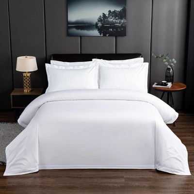 Luxury 5 Star Hilton Set de roupa de cama Linho em padrão sólido 400TC com cobertura de cobertor personalizada