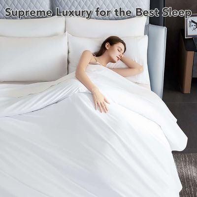 Luxury 5 Star Hilton Set de roupa de cama Linho em padrão sólido 400TC com cobertura de cobertor personalizada