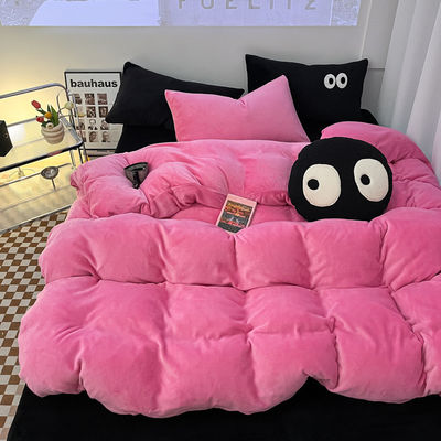 Conjunto de veludo de leite de 4 pcs para roupa de cama de outono e inverno.