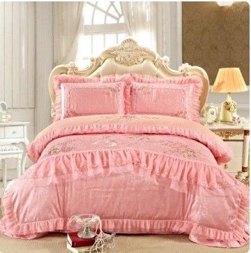 Set de roupa de cama de casamento de luxo de 10 peças com lençol de cama e cobertura de tecido de algodão tecido 200TC