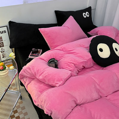 Conjunto de veludo de leite de 4 pcs para roupa de cama de outono e inverno.