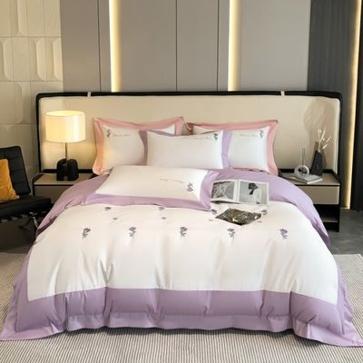 Artesanato de bordados requintados 100% de algodão Quilt Set de cama para dormir confortável 4 Pcs