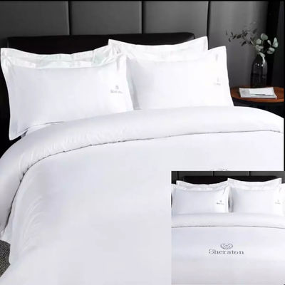 Capa de cobertor e lençol branco 100% de algodão para conforto de hotel de luxo