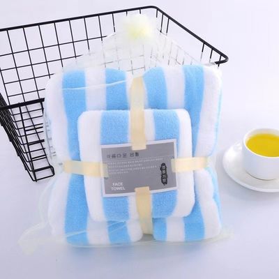 Toalha de banho de lã de coral tecida Larga borda embalada espessa e absorvente Ideal para presentear