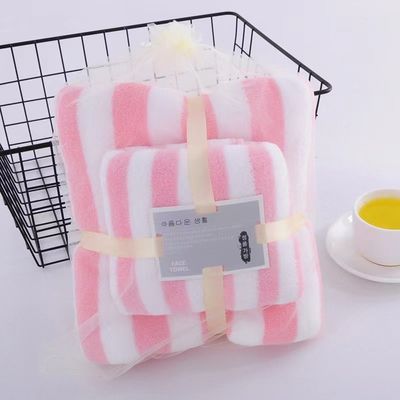 Toalha de banho de lã de coral tecida Larga borda embalada espessa e absorvente Ideal para presentear