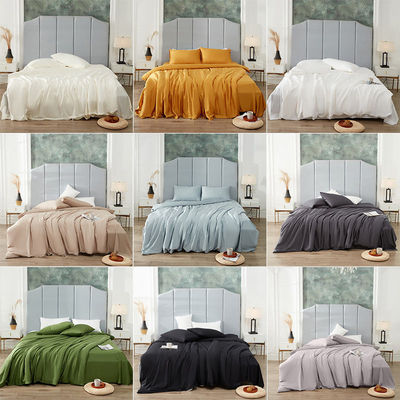 4 peças de roupa de cama de bambu liso tingido não descartável com impressão em cores sólidas