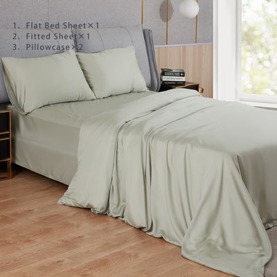 4 peças de roupa de cama de bambu liso tingido não descartável com impressão em cores sólidas