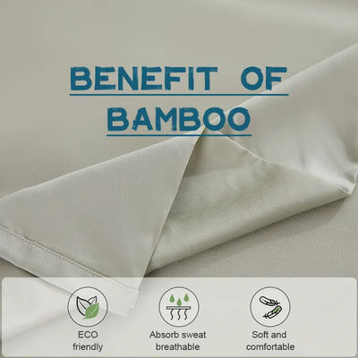 4 peças de roupa de cama de bambu liso tingido não descartável com impressão em cores sólidas