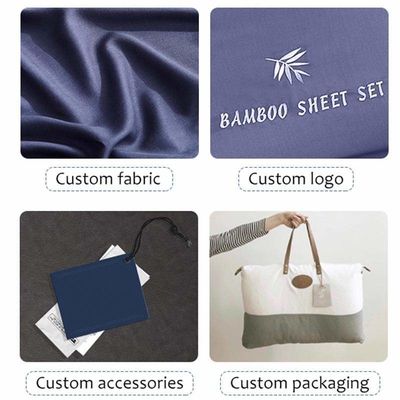 4 peças de roupa de cama de bambu liso tingido não descartável com impressão em cores sólidas