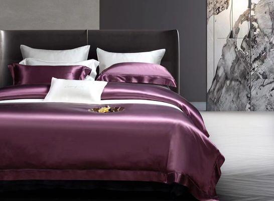 Set de roupas de cama de seda de tamanho queen lençóis de cetim 4 lençóis Set de cobertura de cama para casa hotel luxo