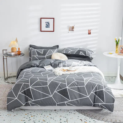 Impressão geométrica Aloe Vera algodão Set de lençóis de cama de quatro peças com impressão reativa
