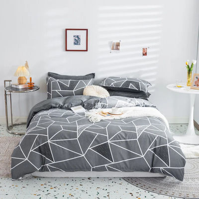 Impressão geométrica Aloe Vera algodão Set de lençóis de cama de quatro peças com impressão reativa