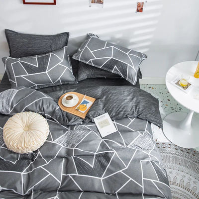 Impressão geométrica Aloe Vera algodão Set de lençóis de cama de quatro peças com impressão reativa