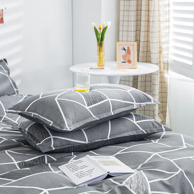 Impressão geométrica Aloe Vera algodão Set de lençóis de cama de quatro peças com impressão reativa