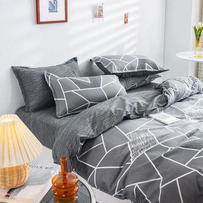 Impressão geométrica Aloe Vera algodão Set de lençóis de cama de quatro peças com impressão reativa