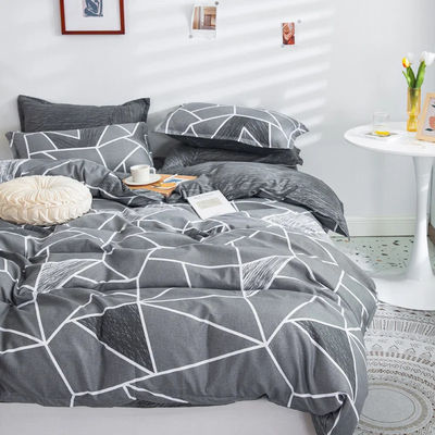 Impressão geométrica Aloe Vera algodão Set de lençóis de cama de quatro peças com impressão reativa