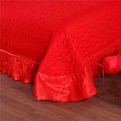 Conjunto de roupa de cama Casamento de luxo 100% algodão 200TC Lenço de cama Quilt roupa de cama anti-puxa Conjunto