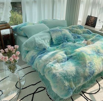 Set de roupa de cama de flanela de lã de visco com cobertura de cobertor de cor sólida e coleções de almofadas