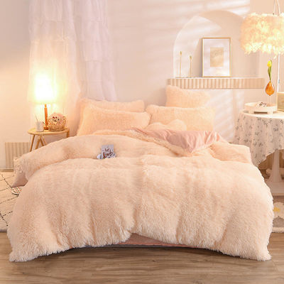 Set de roupa de cama de flanela de lã de visco com cobertura de cobertor de cor sólida e coleções de almofadas