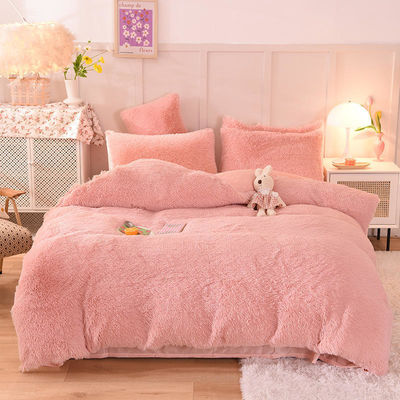 Set de roupa de cama de flanela de lã de visco com cobertura de cobertor de cor sólida e coleções de almofadas