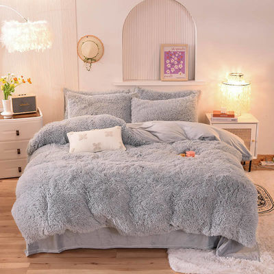 Set de roupa de cama de flanela de lã de visco com cobertura de cobertor de cor sólida e coleções de almofadas