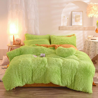 Set de roupa de cama de flanela de lã de visco com cobertura de cobertor de cor sólida e coleções de almofadas