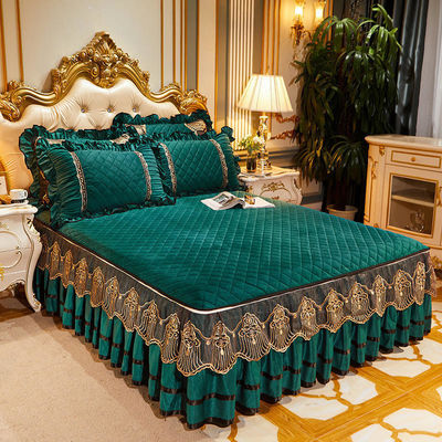 Set de colcha de retalho de inverno de luxo de 4 peças de cama bordada para 2,0 m 6,6 pés
